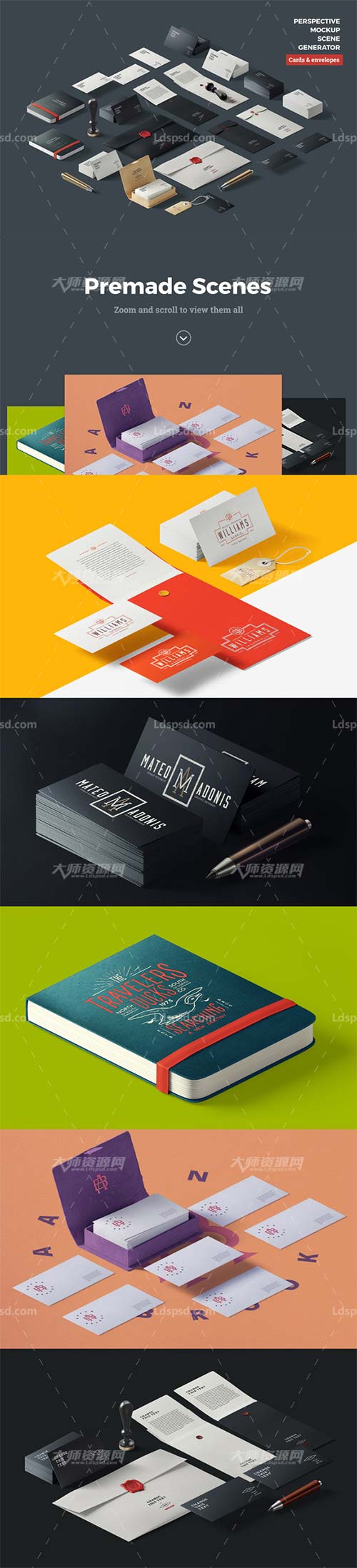 [Iso] Cards and Envelopes Mockups,企业视觉形象识别展示模型(文具类)